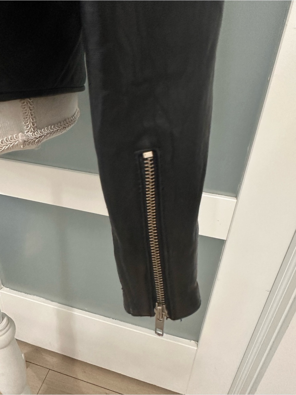 Vtg Tannery West 90’s Blk Leather Asymmetric Zip Moto JKT Small Thermolite Biker - Picture 8 of 12